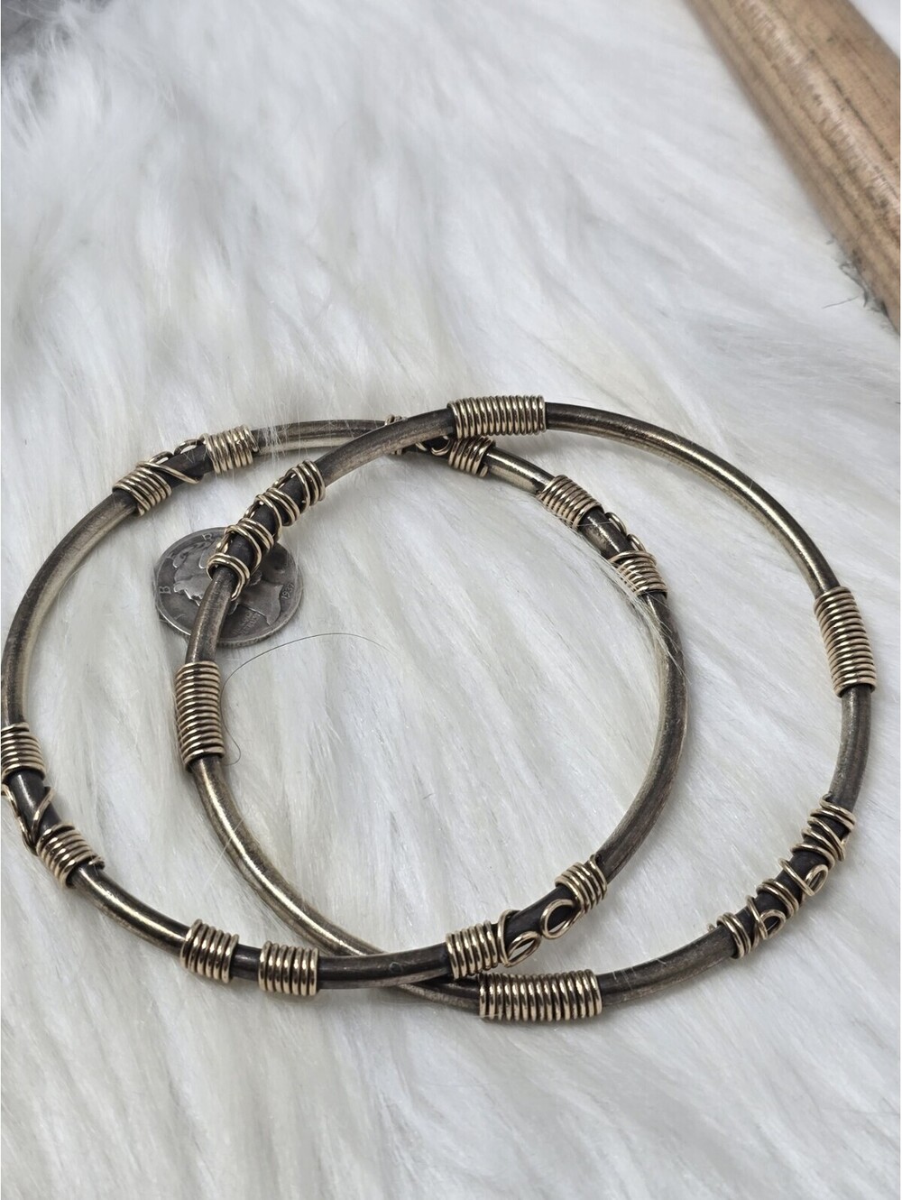 Artisan Interlocking Bangle Bracelets Sterling Silver 12K GF